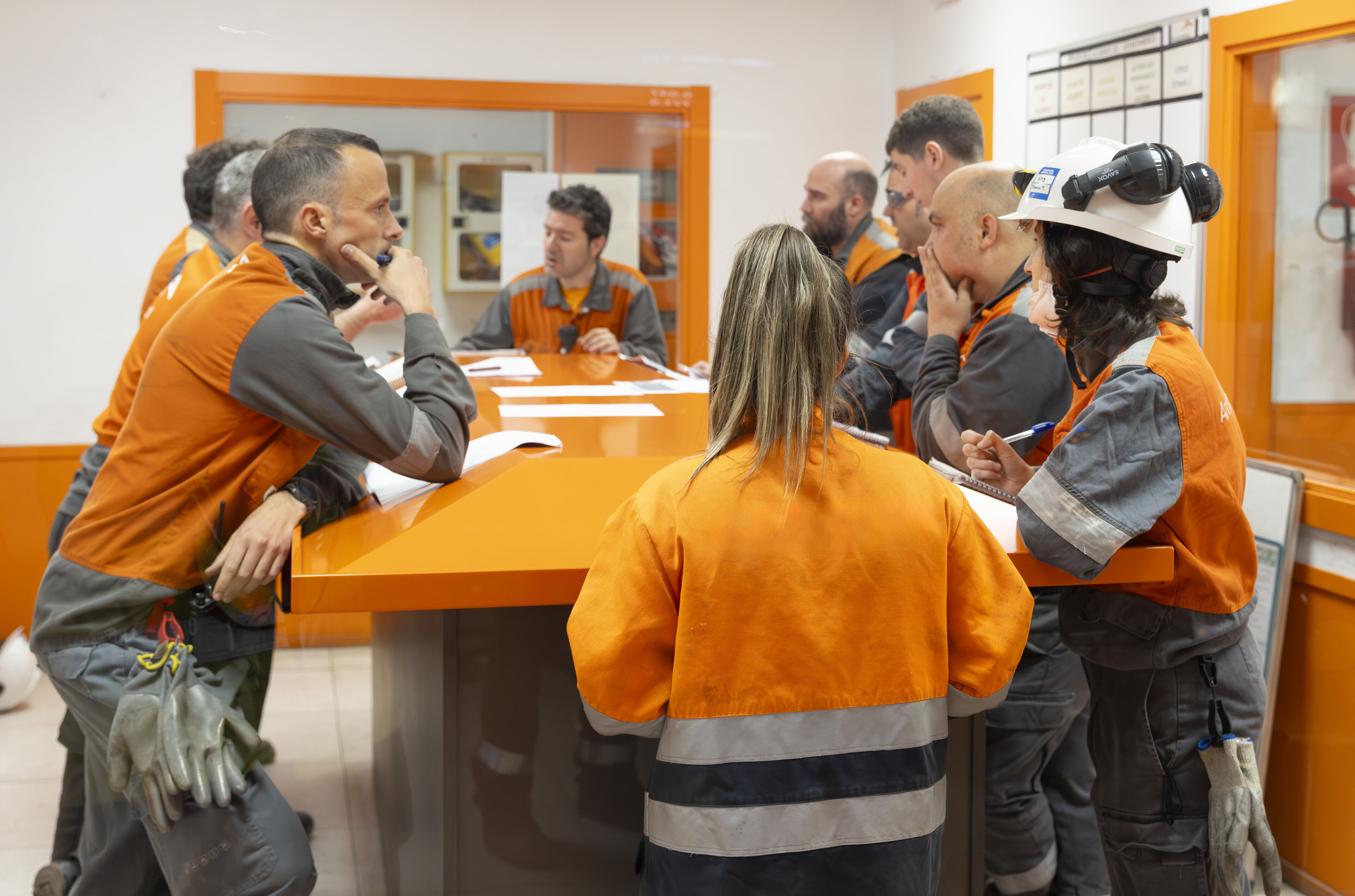 ArcelorMittal Sestao colleagues in the standing desk conference room in the plant.jpeg