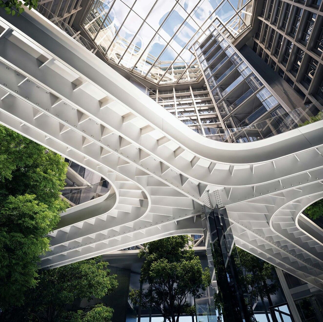 Detail of the headquarters' steel exoskeleton